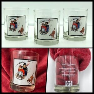 70s Pepsi Norman Rockwel Arbys Collector Glass Set Snow Winter Holidays